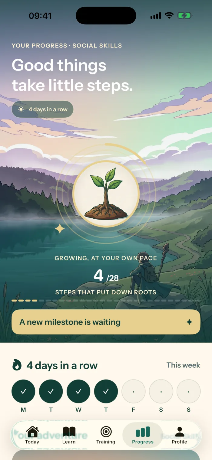 The Ethea progress screen comparing baseline and re-measure ratings